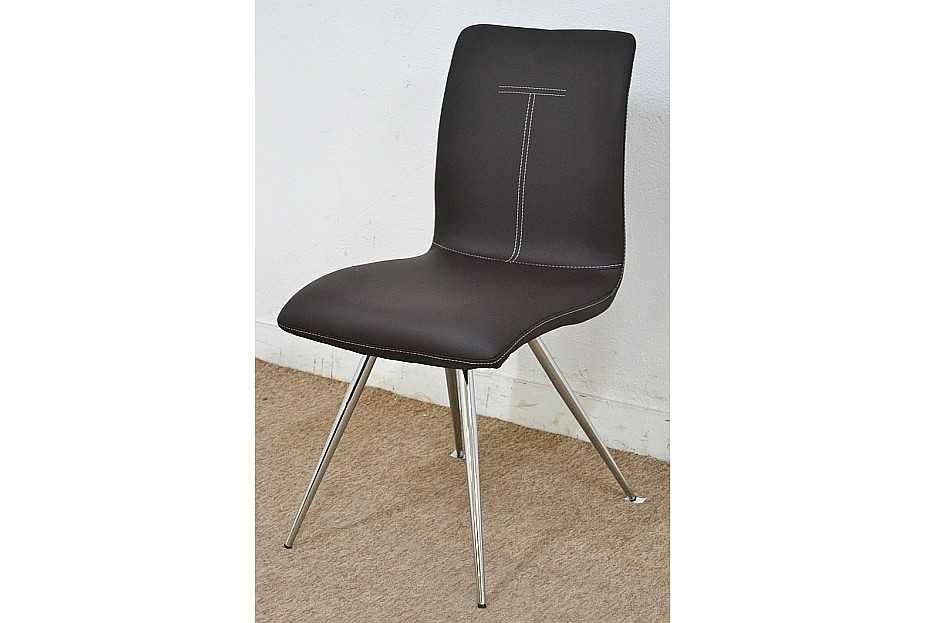 Krzesła obite skórą ekologiczną, kolor ciemny brąz,  II gat.