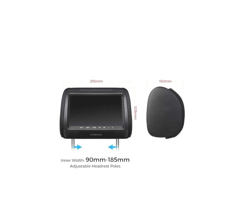 ENCOSTO DE CABEÇA MULTIMEDIA 9 PULGADAS HD TÁCTIL USB SD COR EM PRETO