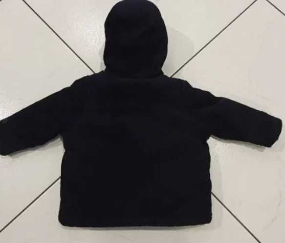 Kurtka zimowa chłopięca 80 bardzo ciepła gruba granat sztruks polar