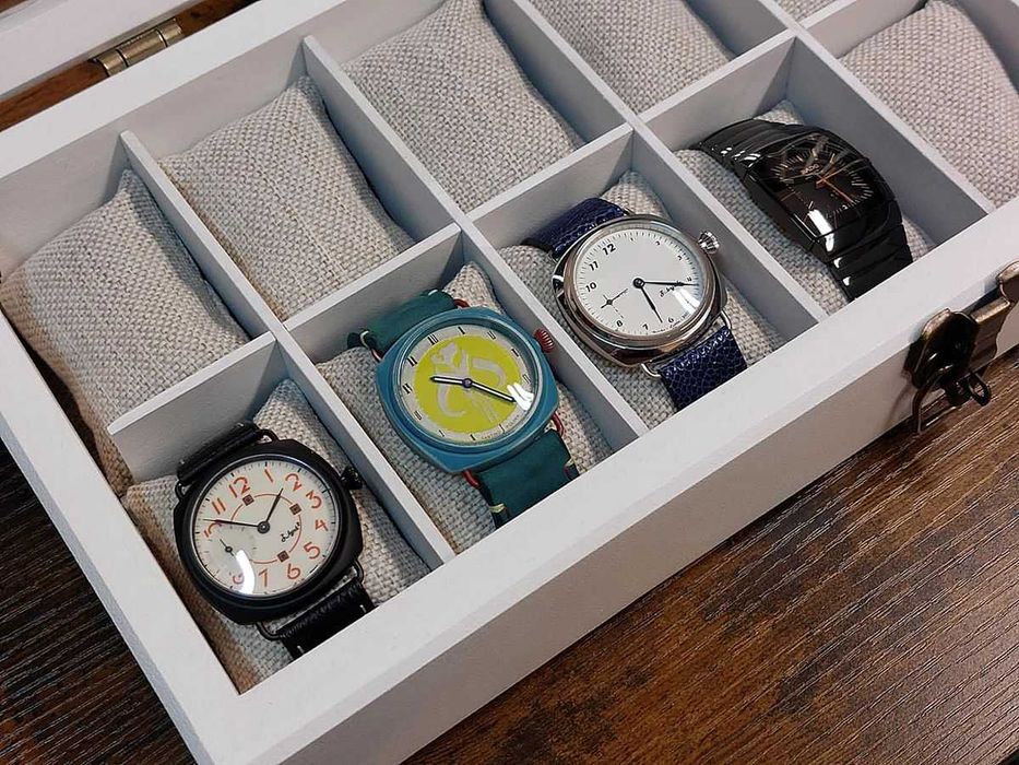 SKRZYNECZKA KASETKA PUDEŁKO box na 12 zegarków drewno robiona ręcznie