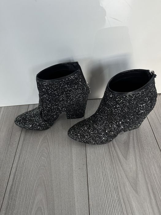 Guess botki brokatowe czarne srebrne cekiny 38 kowbojki