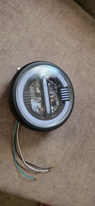 Farol led redondo universal para motocicleta, 7,5 polegadas.