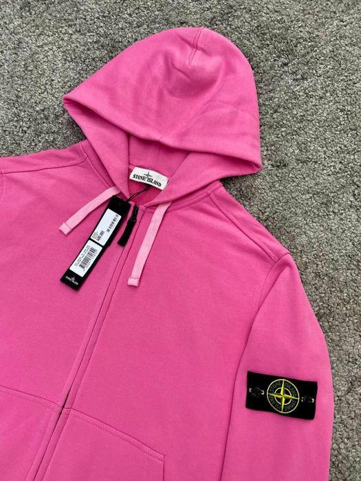 Мужская розовая зип худи зипка стон айленд stone island