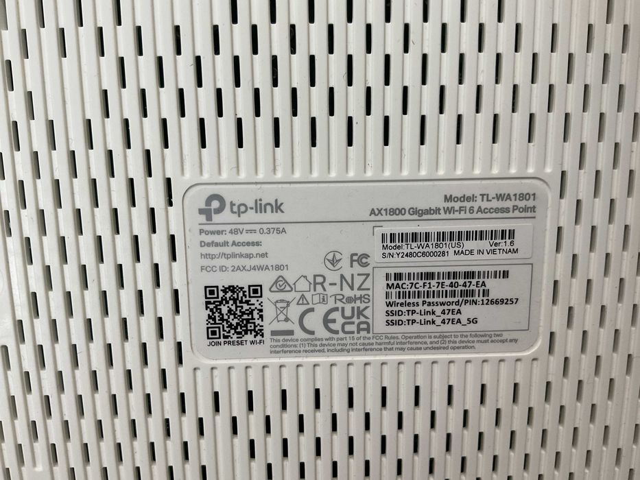 TP-LINK TL-WA1801 точка доступу, двухдіапазонна, гігабітна WiFi 6,