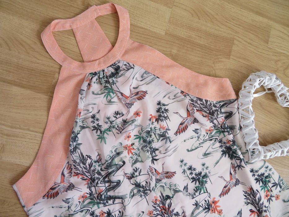 H&M jak Nowa bluzka damska koszula koszulka top KWIATY PTAKI,  40  L