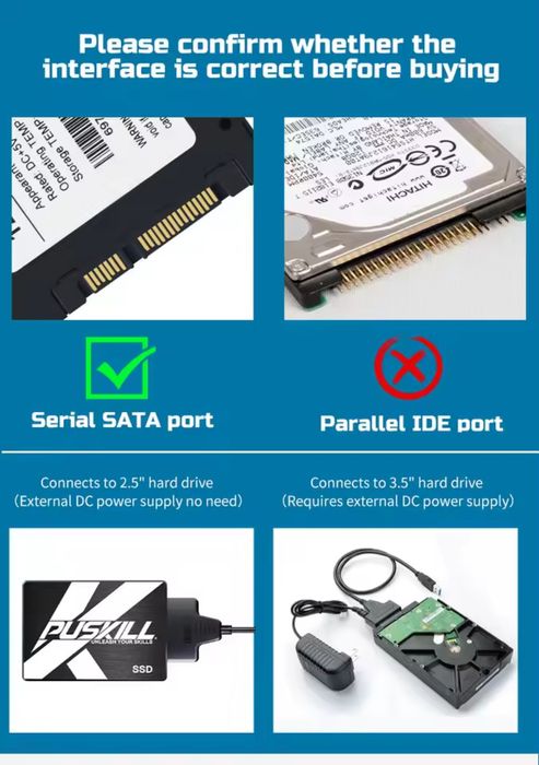 Новые кабеля SATA - USB для HDD/SSD 2.5"/3.5"
