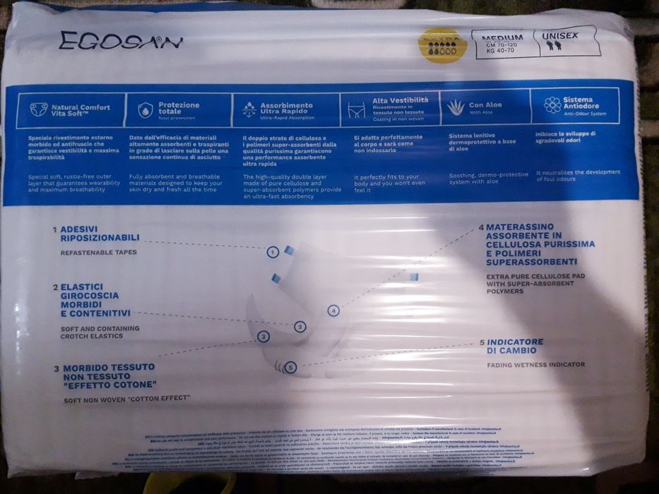 Памперси Італія 1шт.-М,L-2шт.