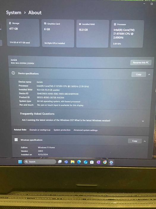 ASUS ROG Strix G G531GV/ i7-9750H/ 16GB/ 512 GB/ RTX 2060 6GB/ FHD