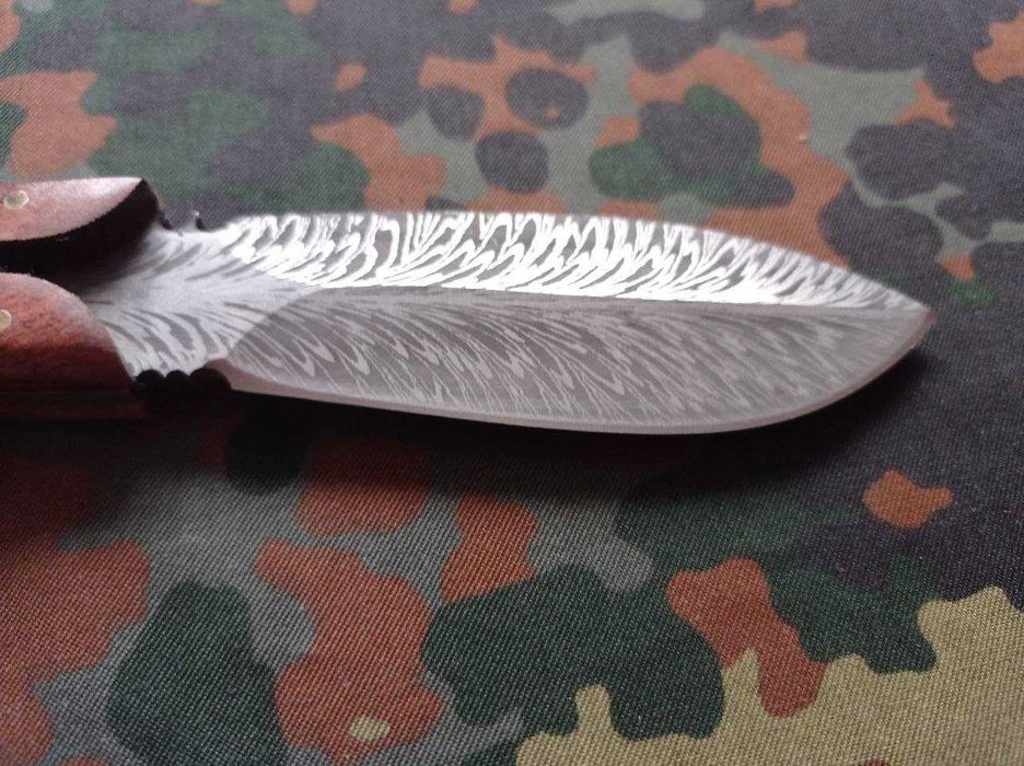 Туристичний ніж Пташине Перо Damascus Brown 20см,ручка дерево,чехол