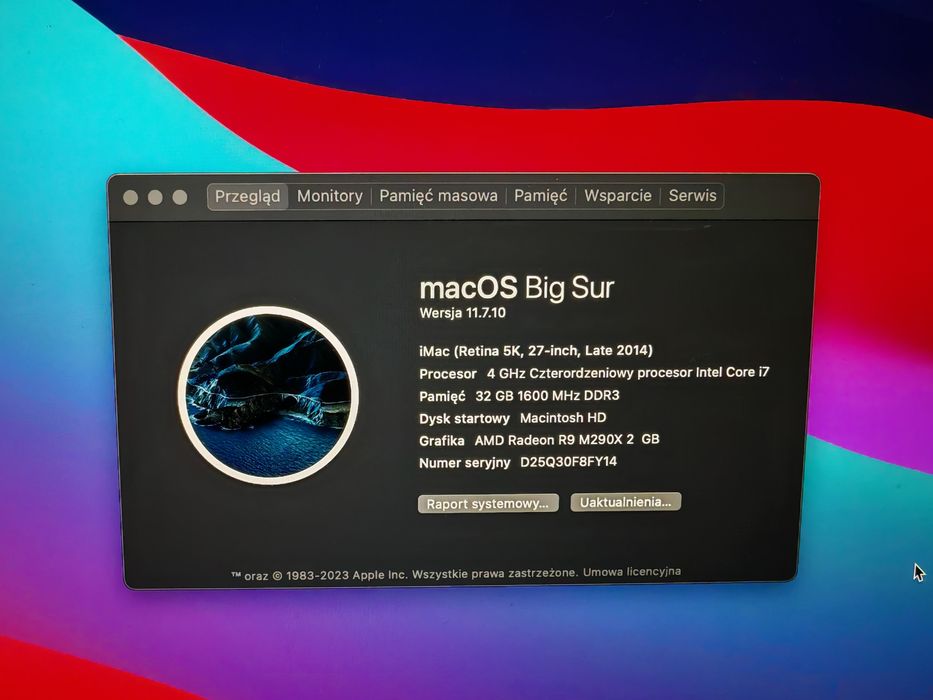 iMac 27” 5K Retina i7 32 GB RAM 128 SSD+1TB HDD