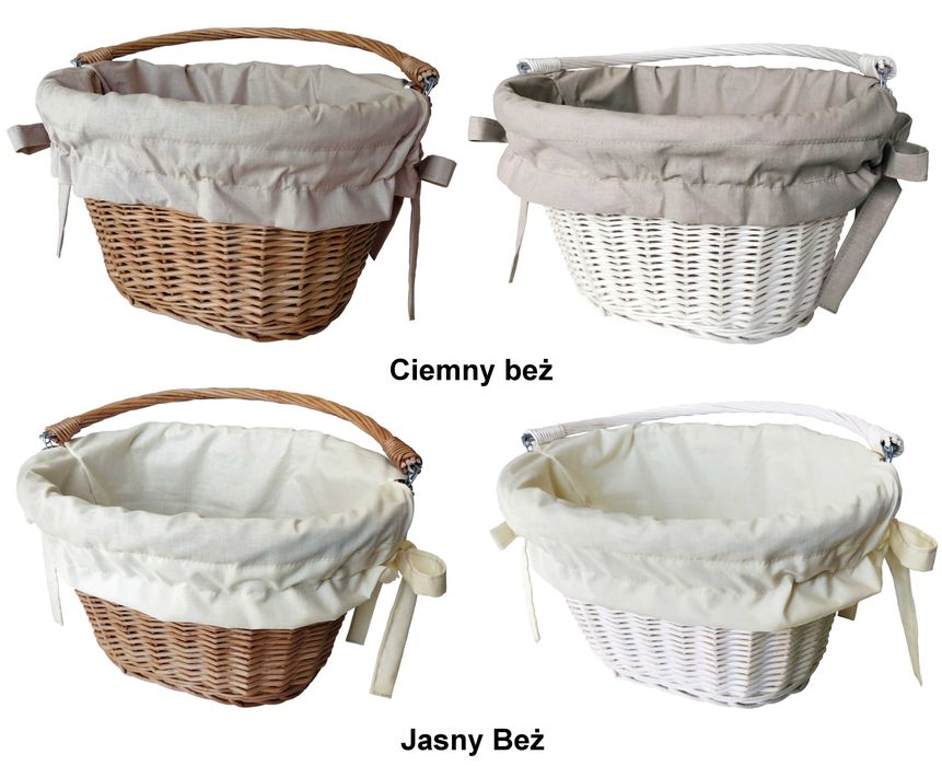 Koszyk na rower wiklinowy kosz na kierownicę z uchwytem +wkład Jackmar
