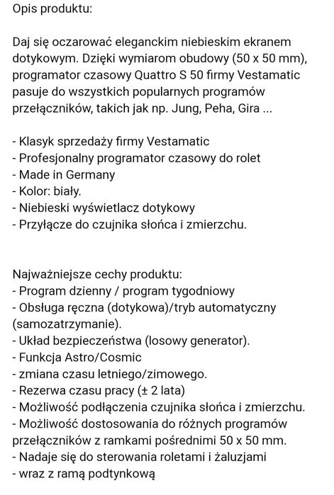Programator czasowy do rolet