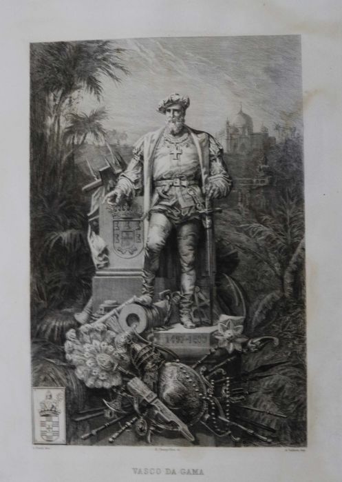 Vasco da Gama gravura francesa a água-forte grande formato