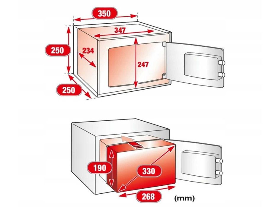 Sejf DOMOWY kasetka kasa PANCERNA 250x300x250mm - na klucz