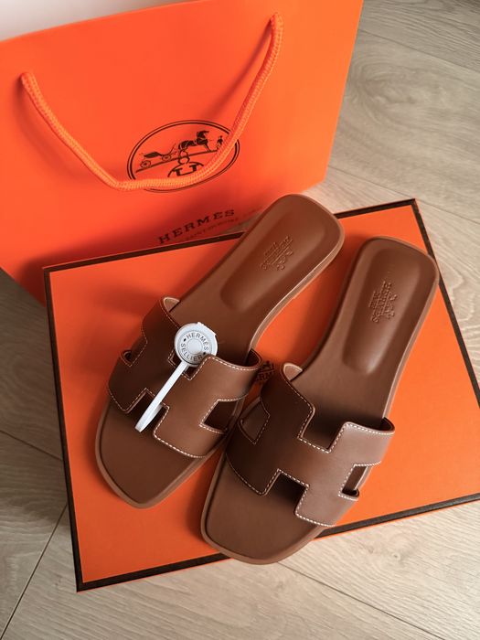 Тапки капці Hermes Oran коричневі ерме