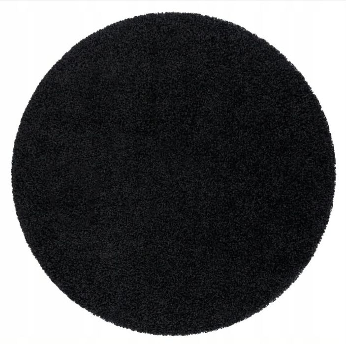 Dwa dywany SOFFI shaggy KOŁO 80 cm grube CZARNE