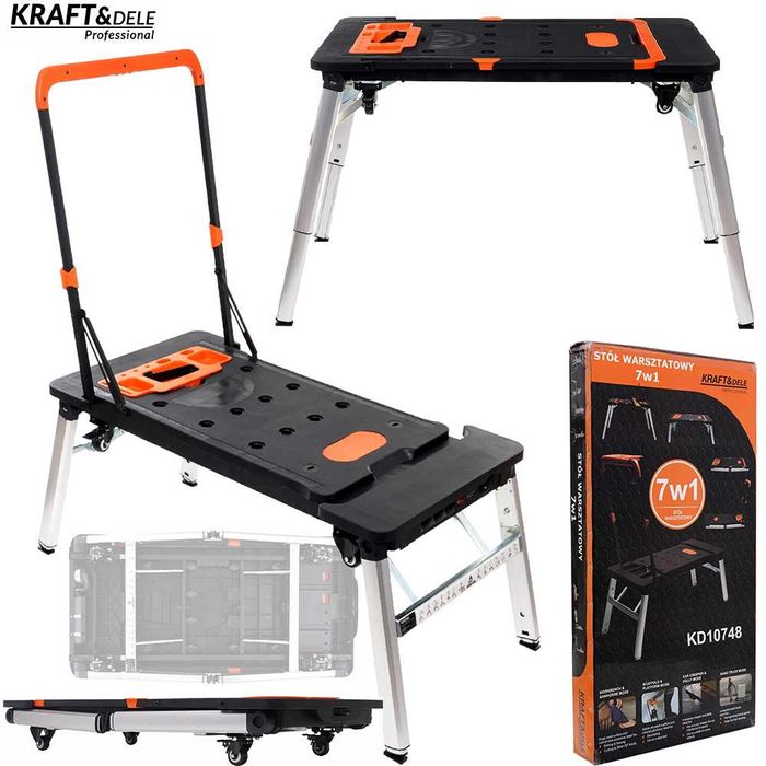 KRAFT&DELE Stół Warsztatowy Roboczy Składany 7w1 Wózek Kobyłka KD10748