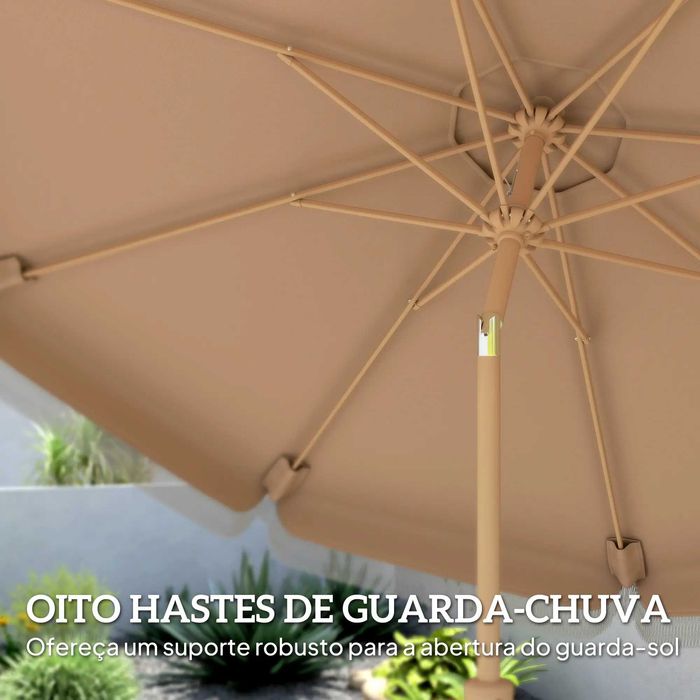 Chapéu de Sol de Jardim  com Ângulo Ajustável Manivela com Franja