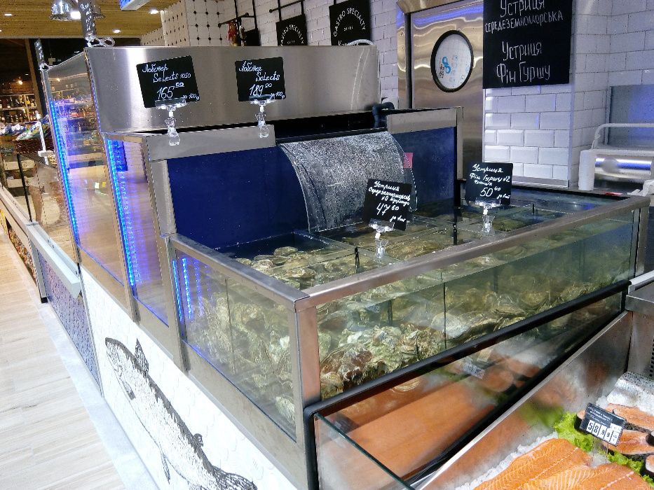Изготовление аквариумов для торговли живой рыбой, устрицами, омарами