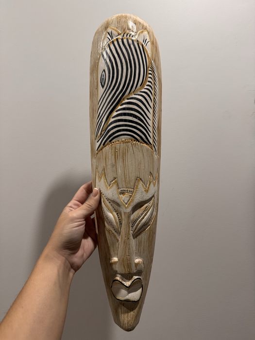 Máscara decorativa africana / zebra - em madeira