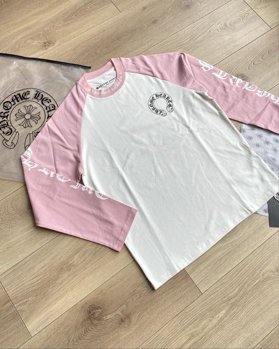 Лонгслів Chrome Hearts з рожевими рукавами