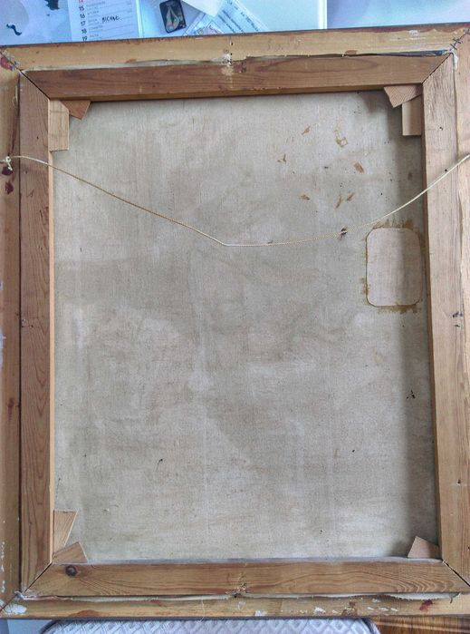 Obraz olejny stary Madonna niderlandzki złocona rama