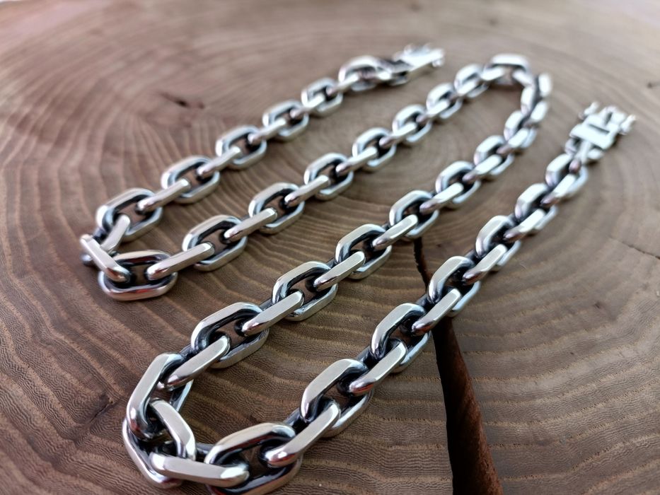 Серебряная большая цепочка Якорная, полновесная. Срібний ланцюг Якір