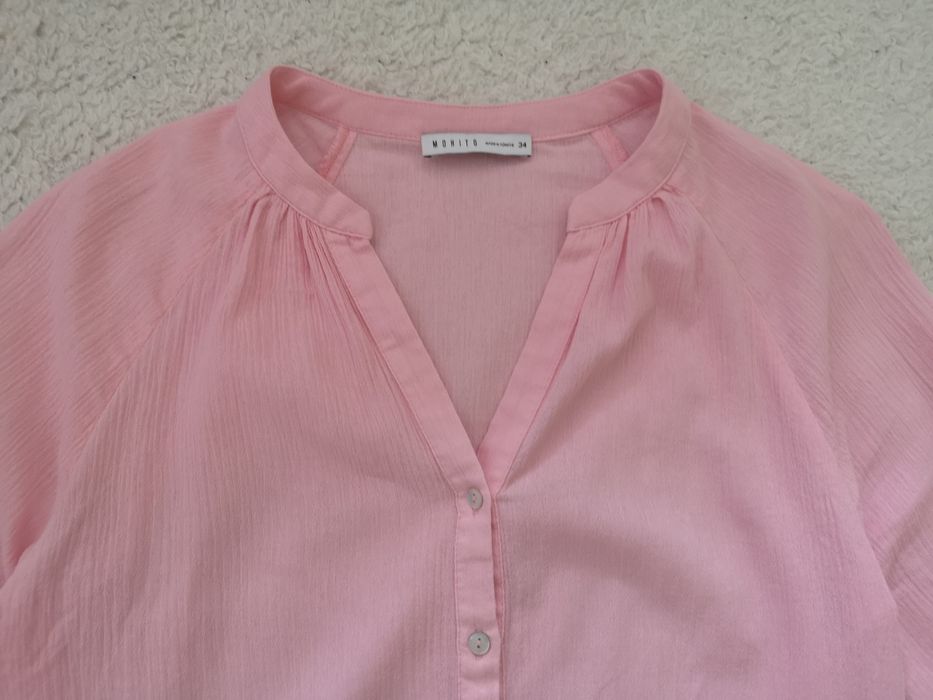 Koszula bluzka Mohito różowa muslin rękaw 3/4 XS 34 24 hm