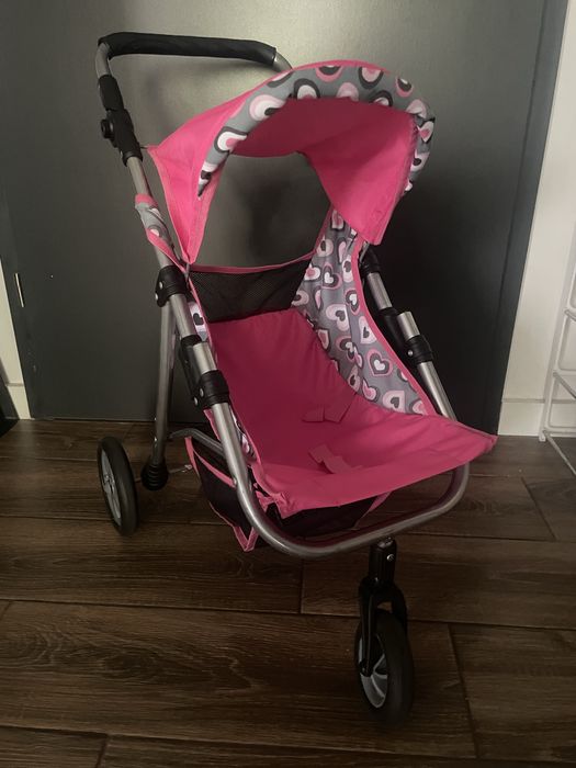 Wózek dla lalek trzykołowy skladany, regulowana rączka