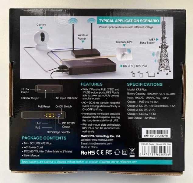 Пристрій живлення для роутерів MARSRIVA KP2 Plus 60 Вт/год 18W