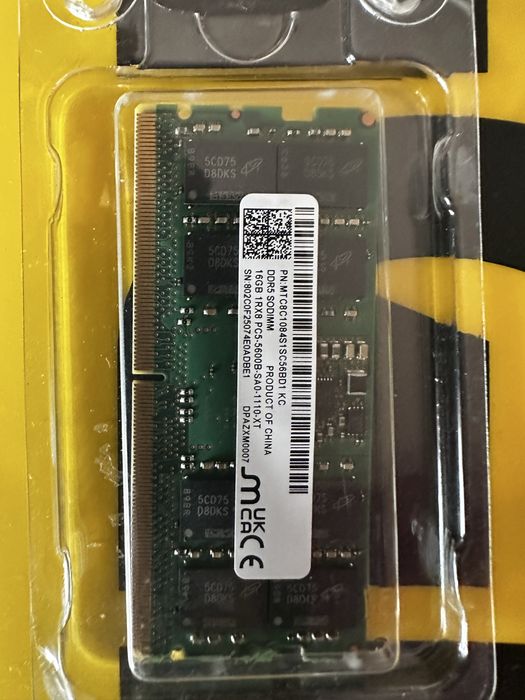 Micron Ram dd5 5 16gb 5600mhz SODIMM