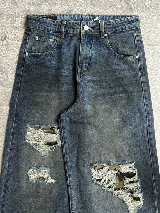 Джинси сині baggy faded jeans archive distressed джинсы синие камо
