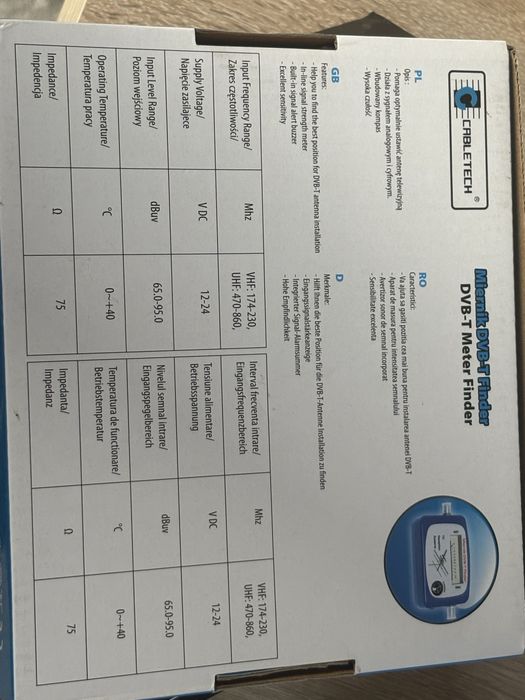 Miernik sygnału TV DVB-T CABLETECH meter finder