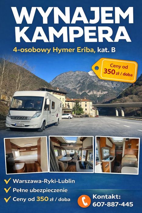 Wynajem kampera Hymer 4-osobowy