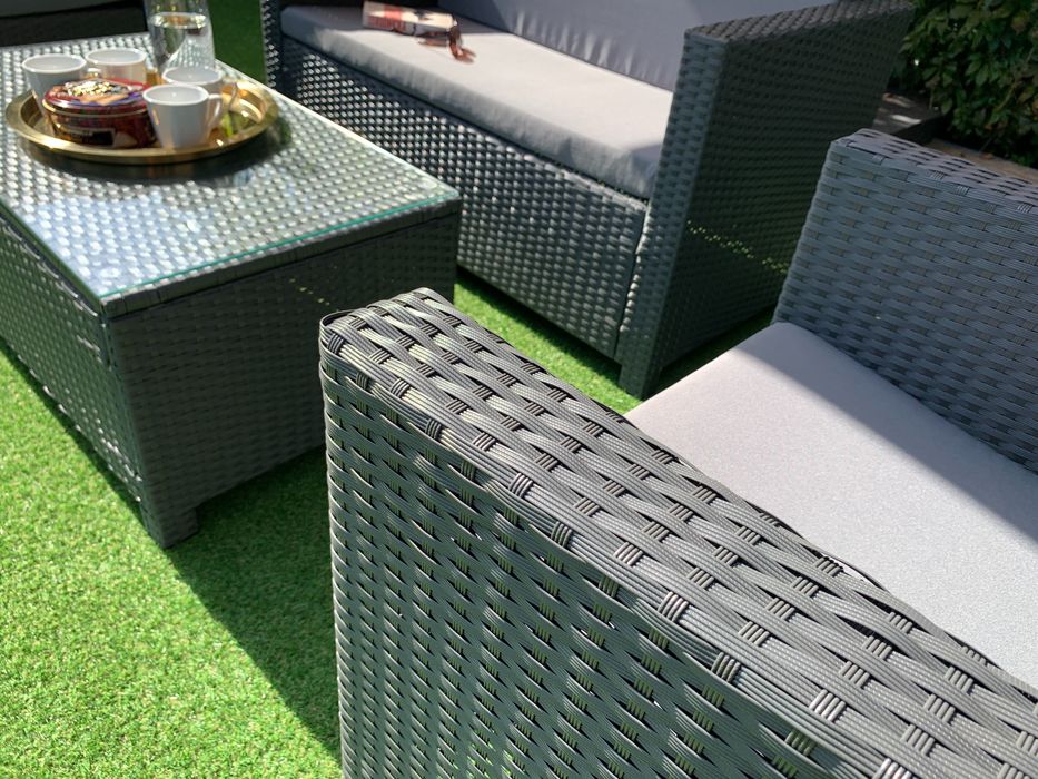 (ZG) Nicea zestaw technorattan sz/br sofa 2xfotel ława