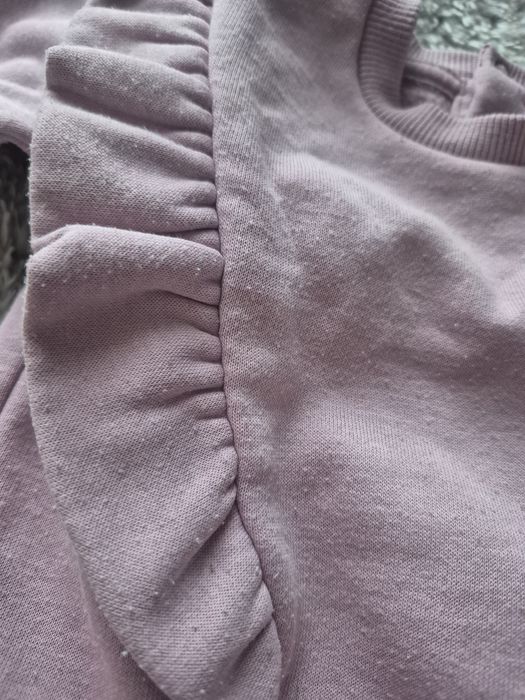Primark bluza dresowa liliowa falbanka ściągacze 68