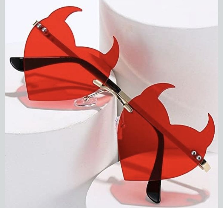 Nowe! Okulary diabelskie serca serce fotobudka halloween