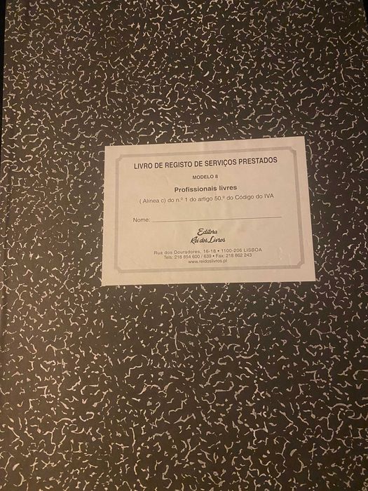 livro de registo de serviços prestados modelo 8