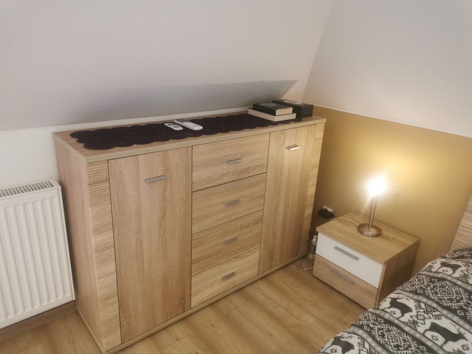 łóżko dąb sonoma 160x200 szafki nocne komoda meble sypialnia