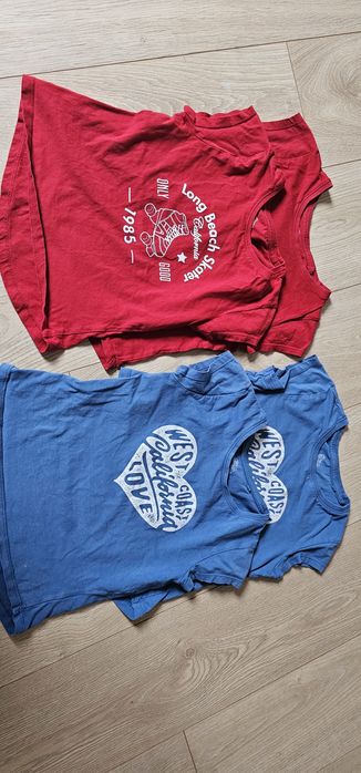 122 128 T-shirt lidl dla dziewczynki czerwony niebieski