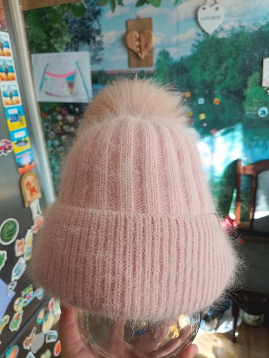 Шапка тепла зимова рожева жіноча