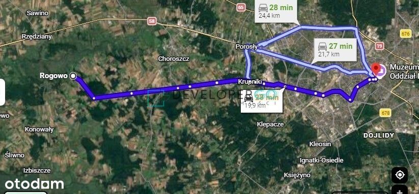 Działka z pieknymi widokami przy asfalcie
