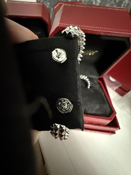 Сережки пусети clash earrings double-row 18k в подарунковій коробці