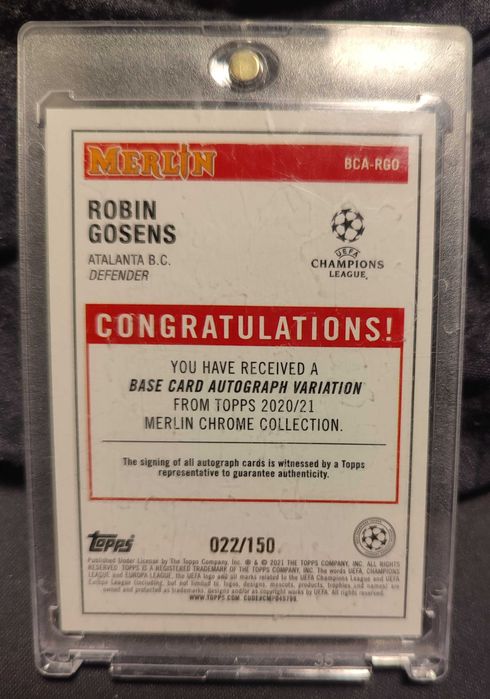 Robin Gosens – karta z autografem /150 – Topps Merlin Chrome 2020/21