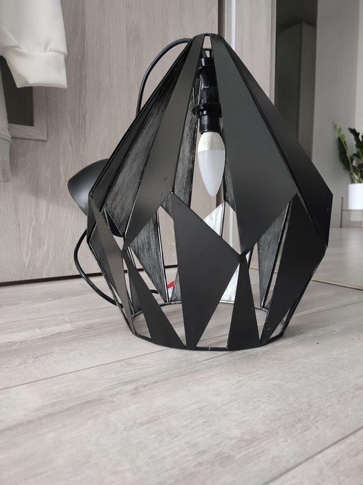 Lampa sufitowa wisząca czarna metalowa loft