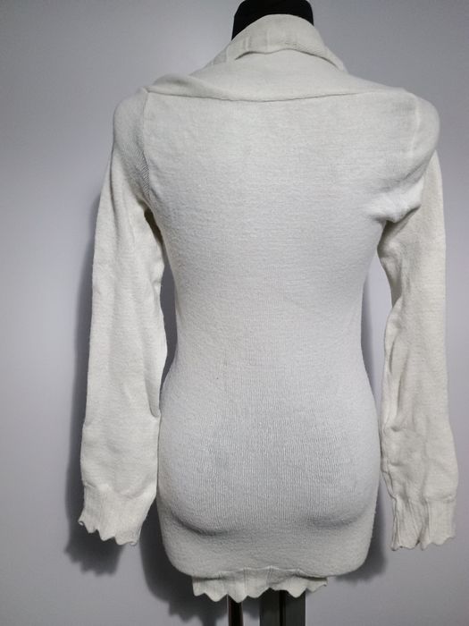 Sweter z długim tunika sukienka ecru biały wzorek r. 38 M