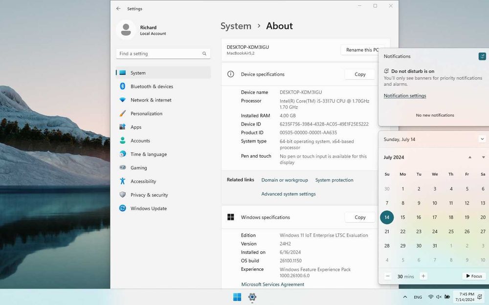 Macbook Air 2012 4GB 128SSD i5 1,7Ghz (Sonoma(CPU),BigSur(GPU),Win11)