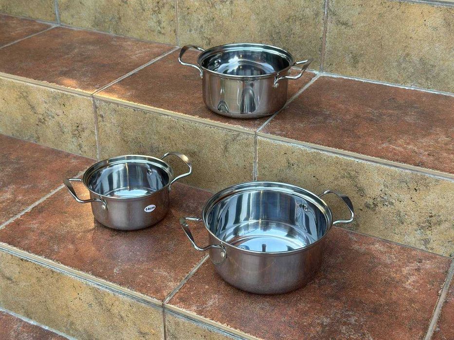 ‼️ Набор каструль 3шт. Набор посуды. Набір посуду каструль з кришками