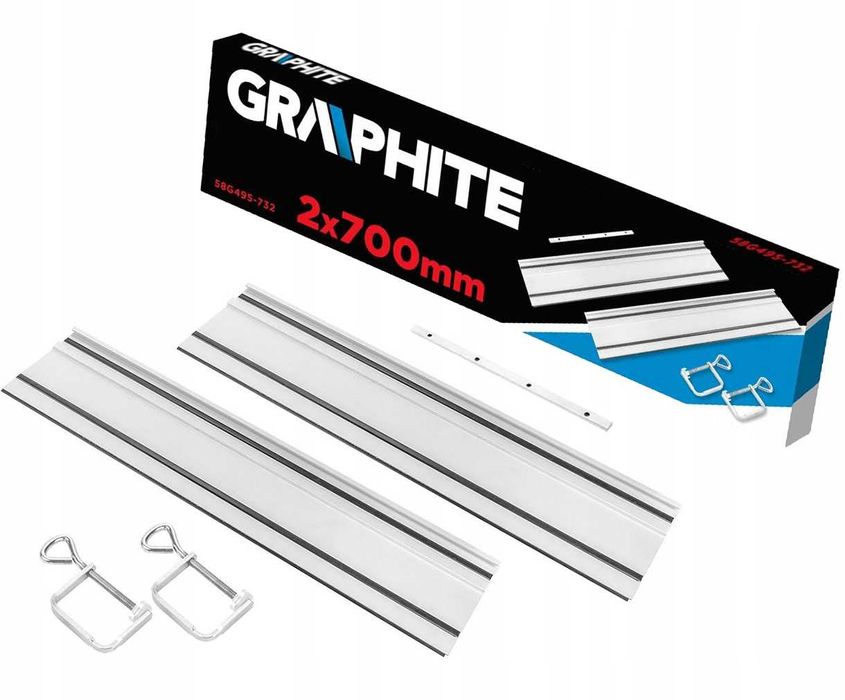 Szyny prowadzące 2 x 700 mm, łącznik, 2 zaciski