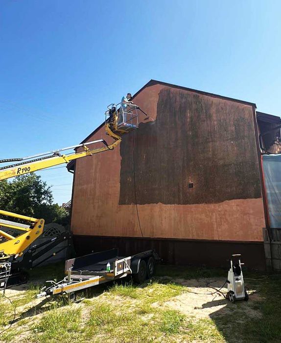 Mycie i malowanie elewacji – podnośnik 19 m
